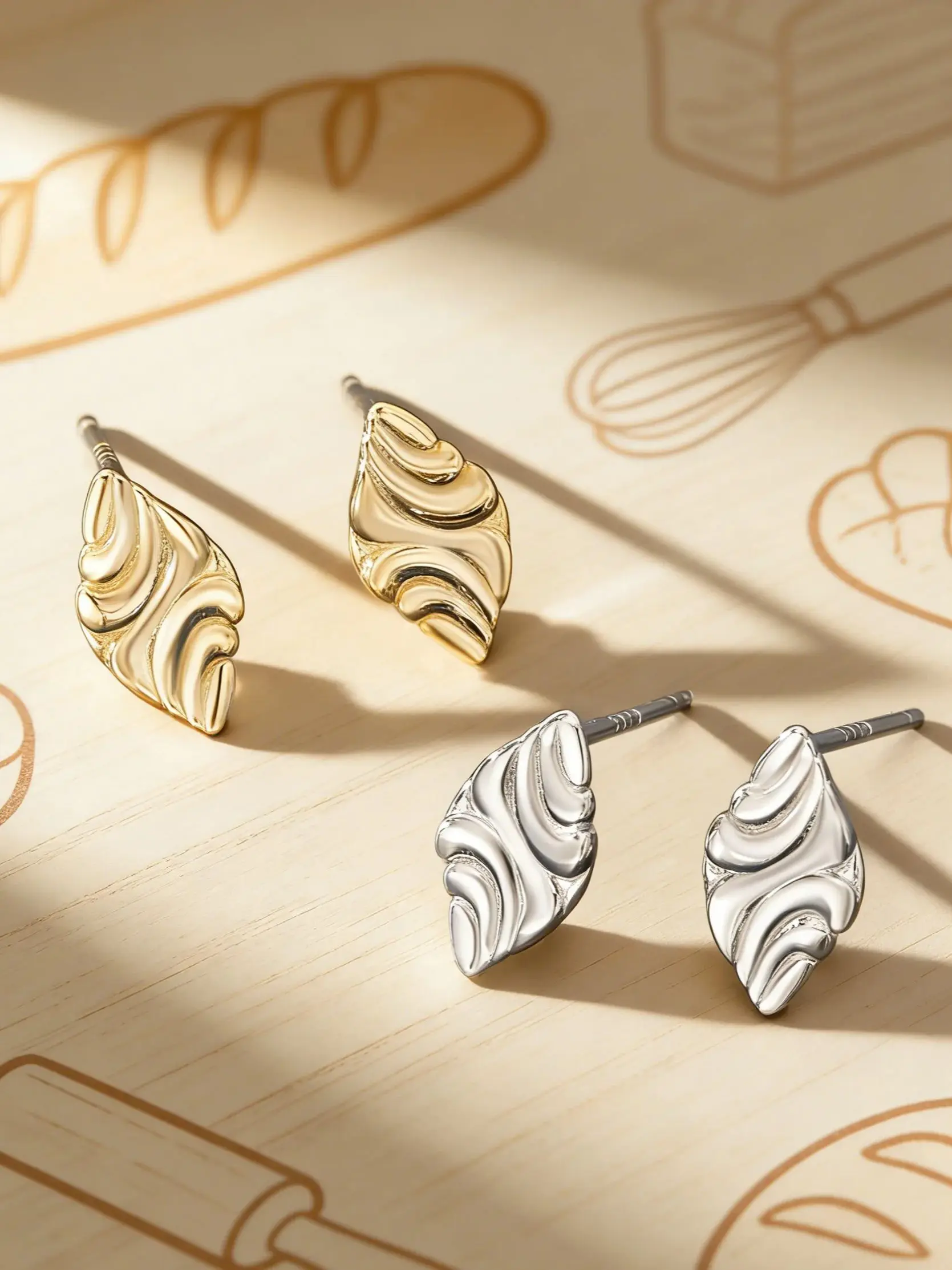 

Cute Small Bread Earrings For Women - 925 Sterling Silver Simple Style, Fashion Commuting, Ideal Holiday Birthday Present