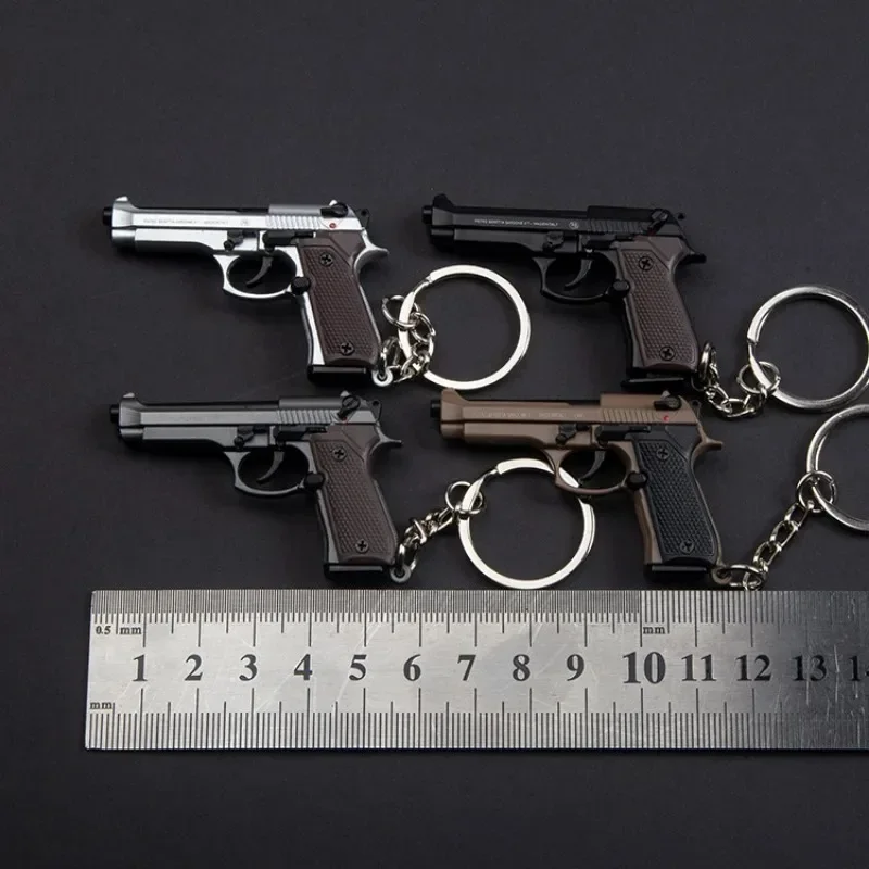 Alloy 1:4 92F Pistol Portable Toy Gun Model Detachable Keychain Fidget Toy for Boy Collection Adults birthday Gift