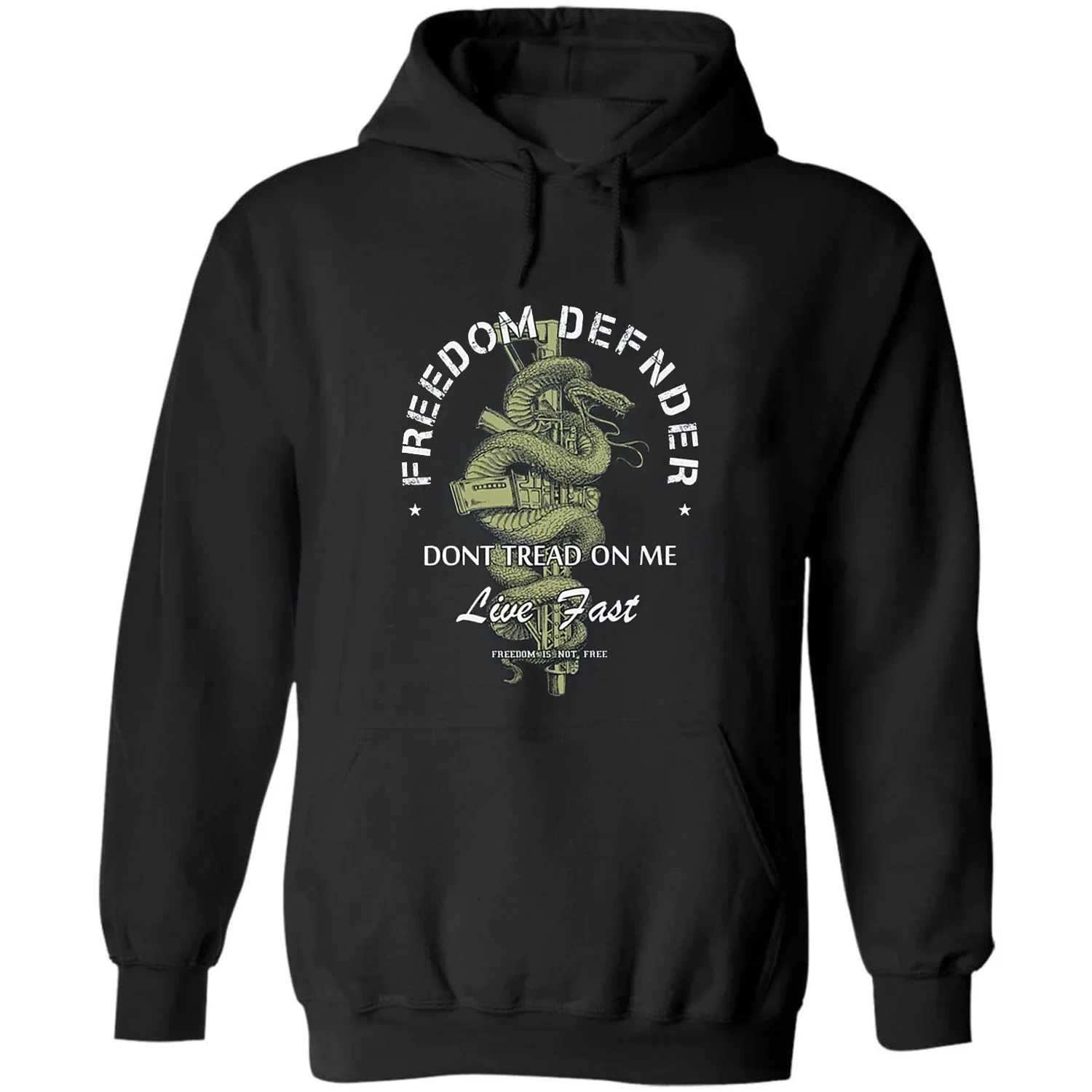 

Don't Tread on Me. Rattlesnake Rifle Freedom Defender Pullover Hoodie New Comfortable Cotton Casual Mens Sweatshirt Streetwear