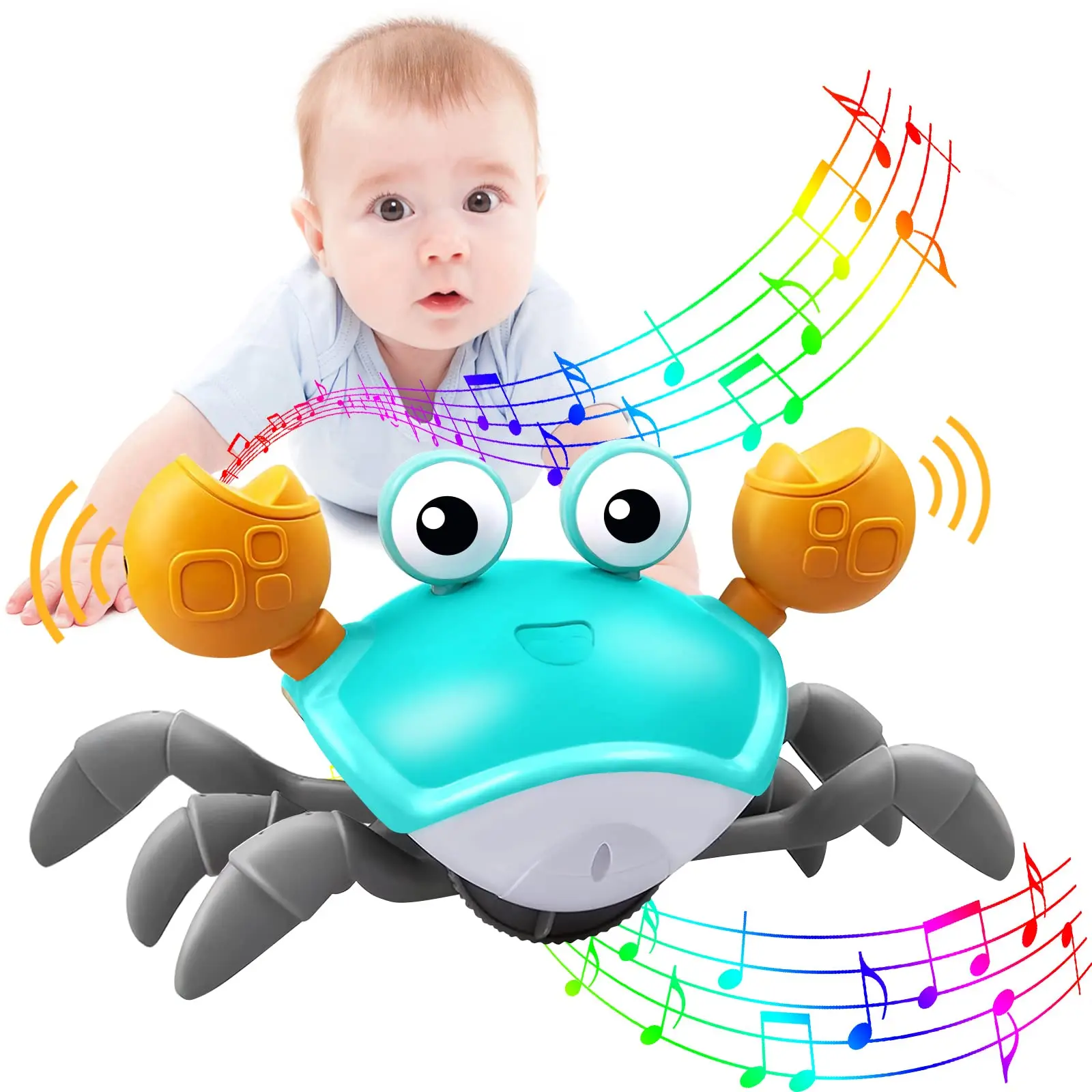 Juguete para gatear de pulpo y cangrejo de Escape por inducción para niños pequeños, mascota Musical electrónica para evitar obstáculos, juguetes interactivos para fiestas divertidas para bebés