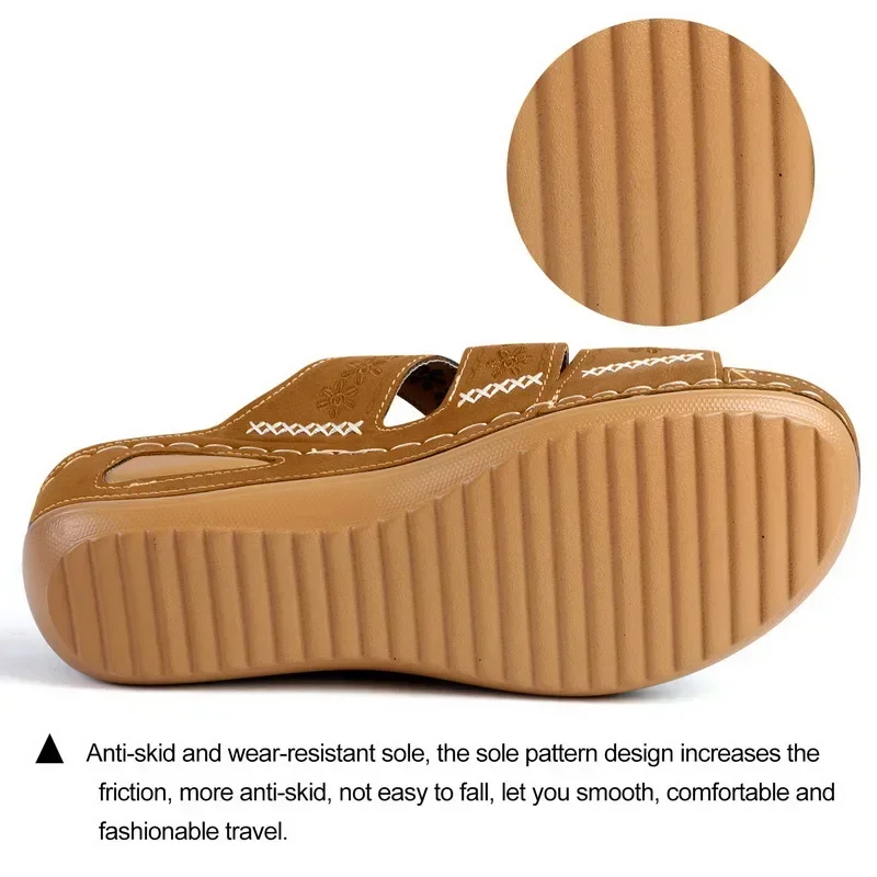Sommer 2026 Damen-Sandalen mit offenen Zehen, Retro Rutschfeste Leder-Freizeitsandalen, Modische Vielseitige Damensandalen – Detail 32