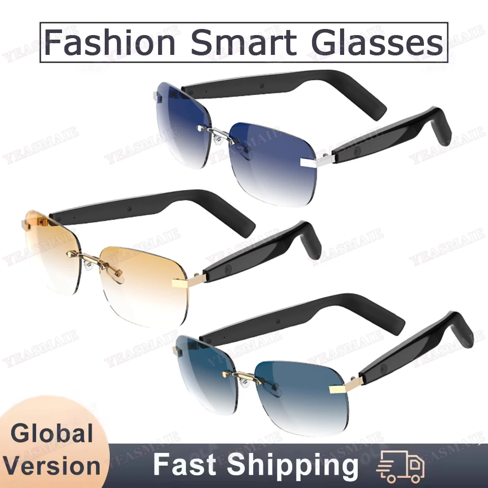 

New Smart Glasses Men Bluetooth 5.4 Earphones Anti-Blu-ray Stereo headset Dual Speaker Touch Music Control Headphone Sunglasses