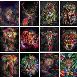 GATYZTORY Modern Painting By Numbers Colorful Animals Pictures With Numbers For Adults Gift Art Picture Handpainted Lion Tiger B
