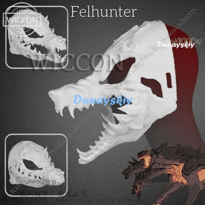 Felhunter Furry Skull Comic-Con Furry Suit Disguise Cartoon Halloween Costume Headwear Party Club Woman Man DIY Prop Halloween