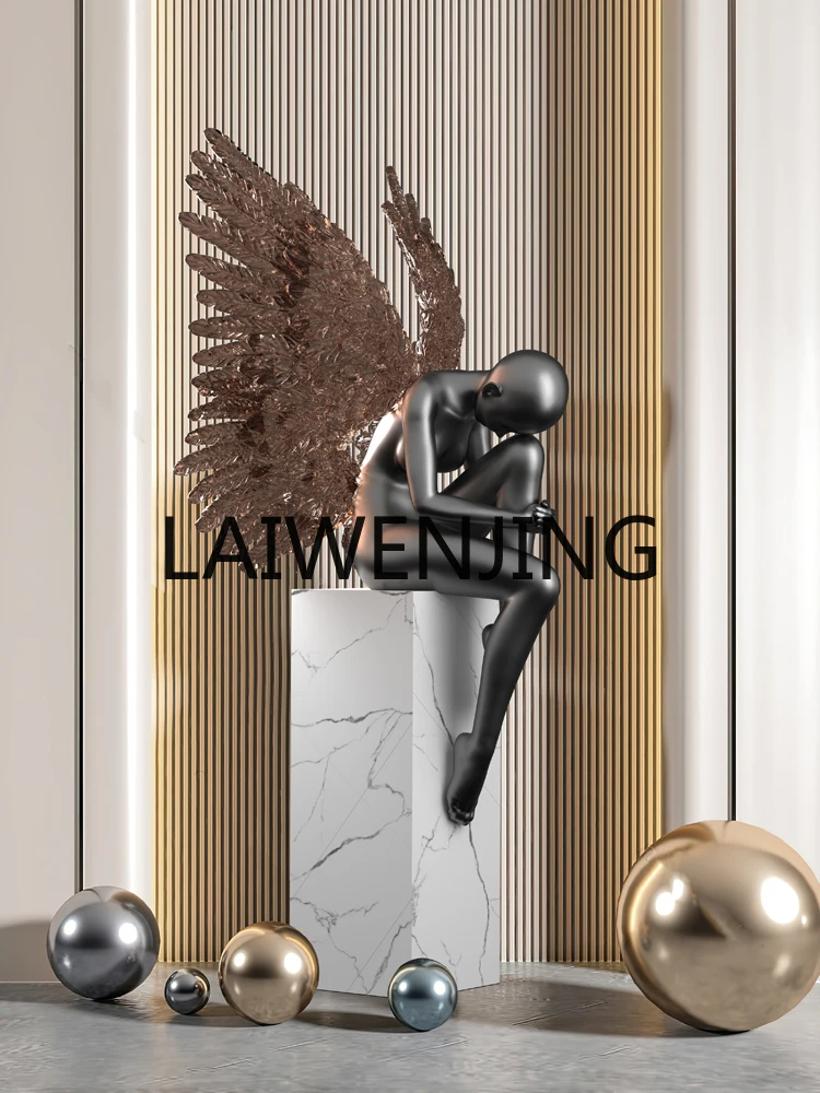 Modern Creative Sculptured Ornaments Landing Angel Character Lobby Artwork Living Room Decoration