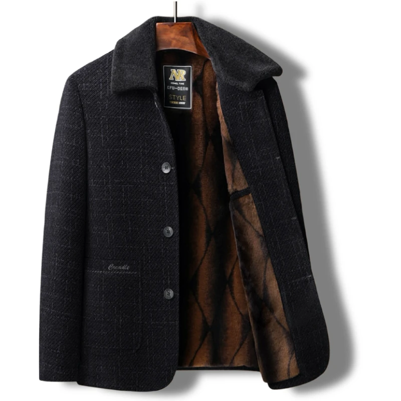 

Men's Fce Lined Thiened Winter Jaet Long Coat Stand Fit Busin Casual Polyester Fiber Warmth Resistant to Cold