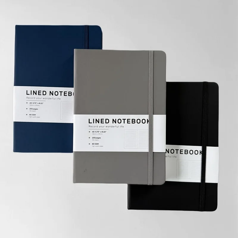 

A5 Hardcover PU Leather Notebook with Strap Closure Custom Logo Journal for Office