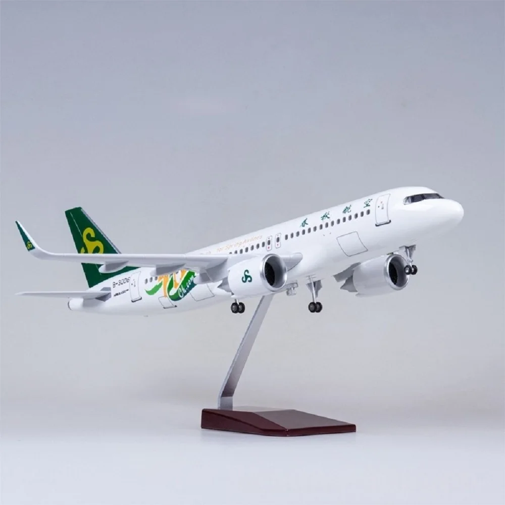 

47CM Scale Diecast A320 Spring Airways Aircraft Model With LED Light Airplane model For Kids Display Collected Gift By Aviation