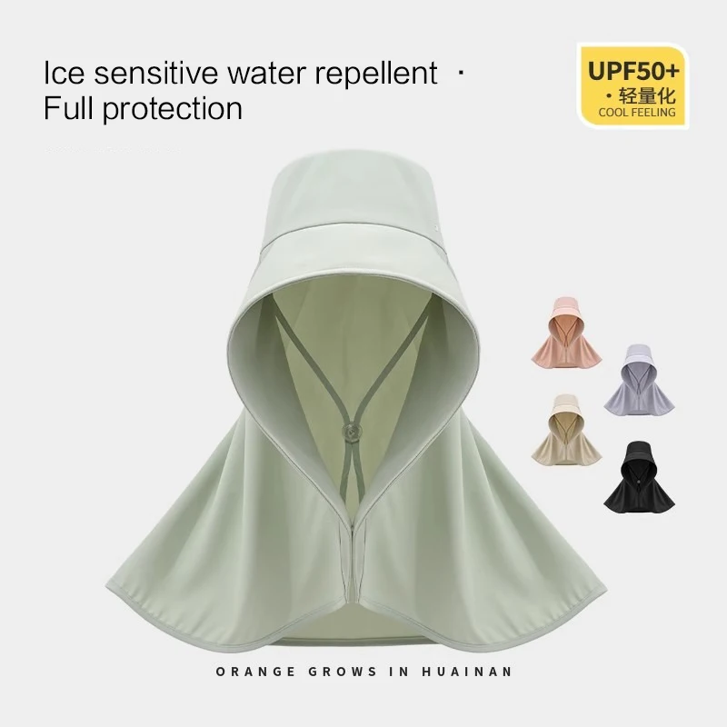 

Summer Women Cap Outdoor Uv Anti Neck Protection Sun Visors Hat Fishing Hiking Big Brim Shawl Sunscreen Ponytail Cap Solid Color