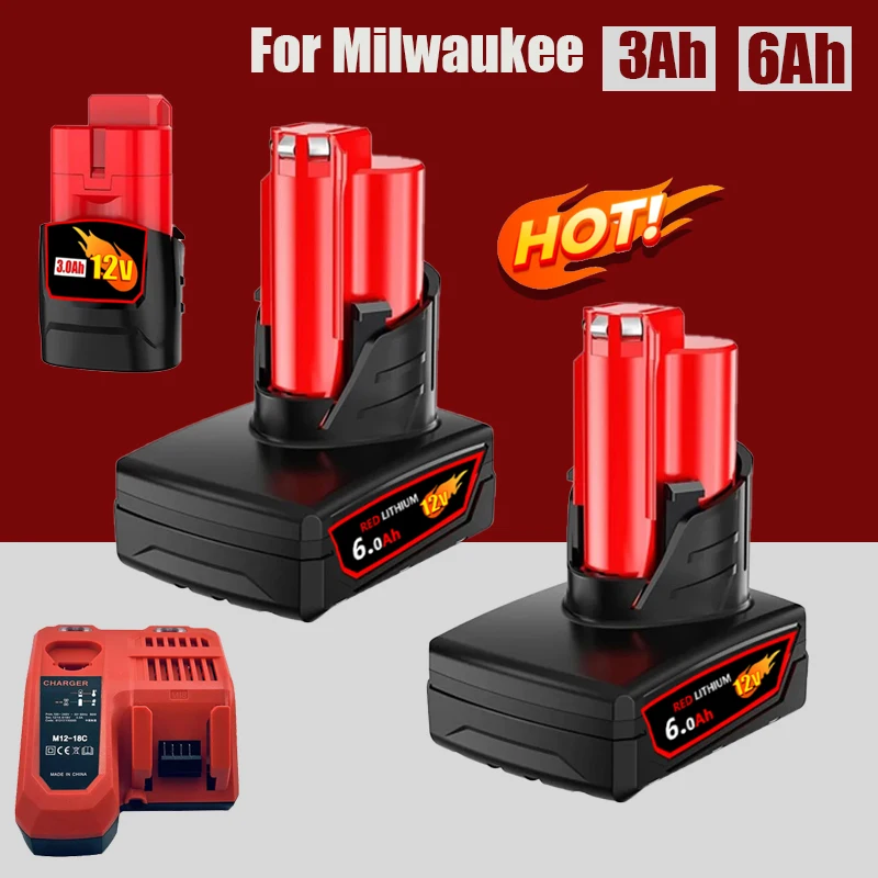 

good For Milwaukee M12 Battery 8.0Ah 12V Rechargeable Battery For Milwaukee M12 Tool 48-11-2402 48-11-2411 48-11-2401MIL-12A-LI