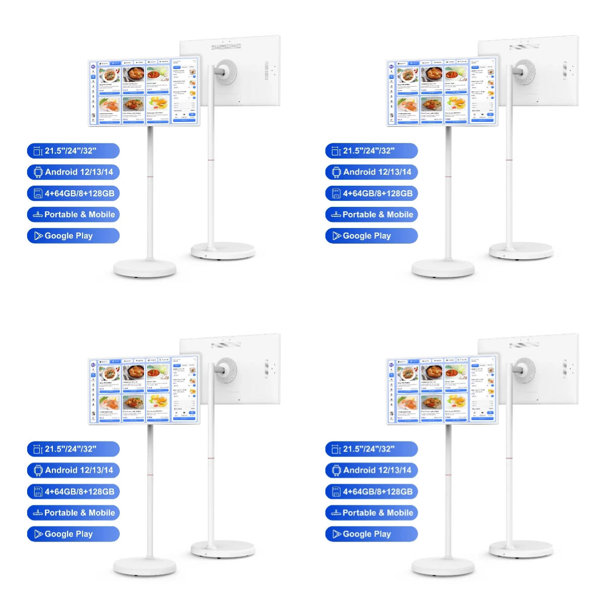 Spring Promotion：32-Inch Battery-Powered Android 13 8+128GB RK3588S2 Touch Screen Smart Interactive Display for Restaurants Digi