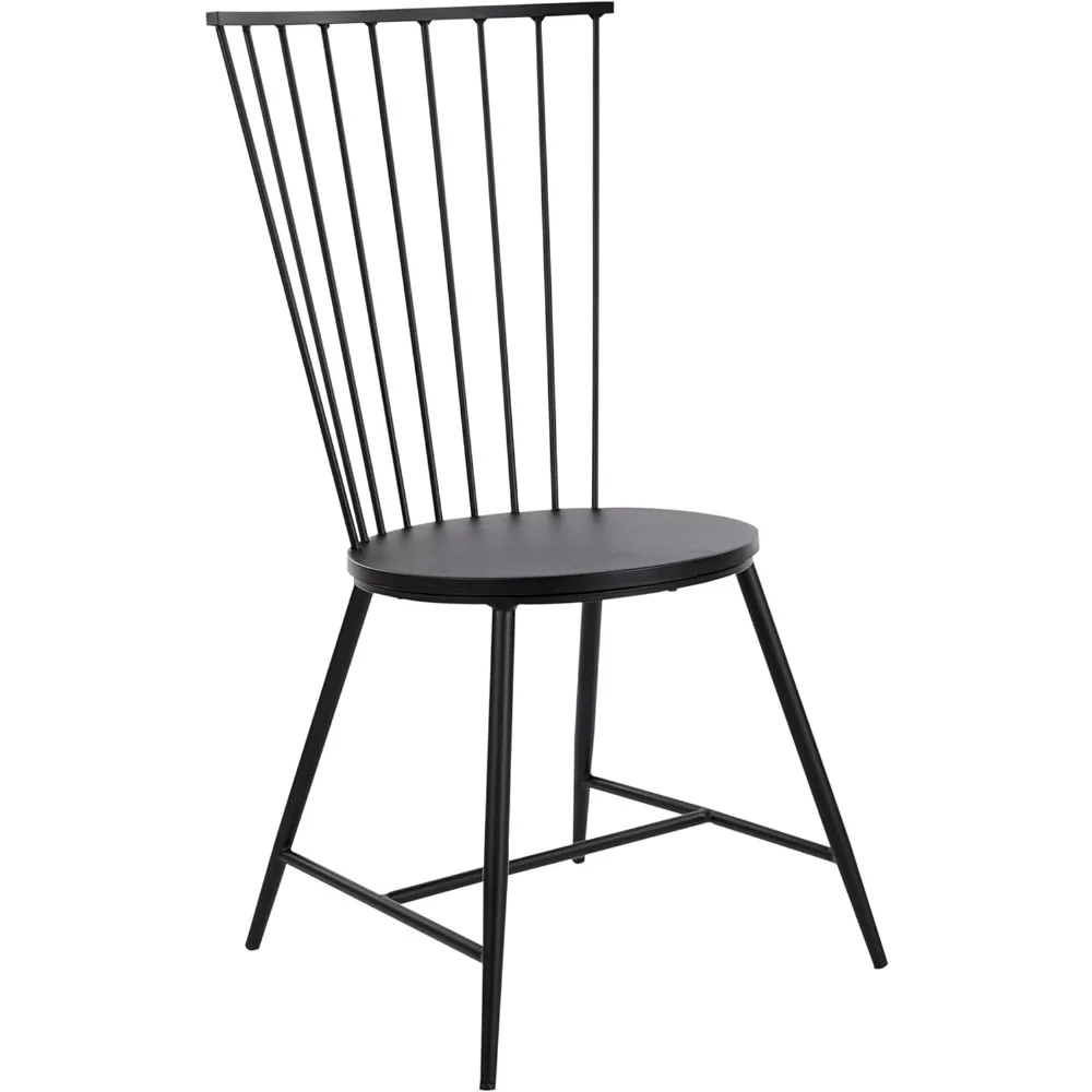 

Bryce Metal Dining Room Chair with Curved Back, Black Finish