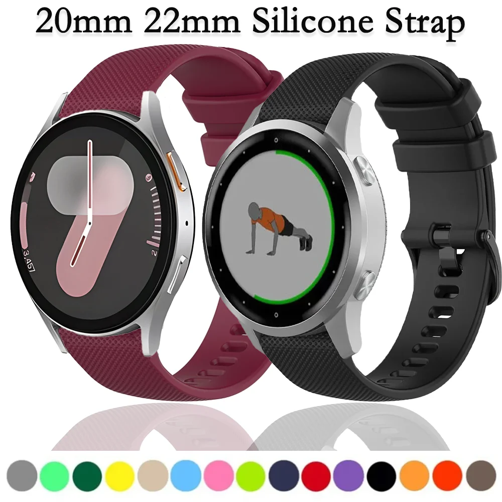 Correa de silicona de 20mm y 22mm para Samsung Watch 7 6 5 4 3 Band Huawei Watch 4 3 /GT5-4/Amazfit GTR 4, correa de pulsera deportiva reemplazable