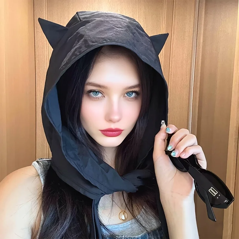 Cat ear visor, quick-drying sun hat, summer running hat, ear protection headscarf, light and multi-functional polyester strap