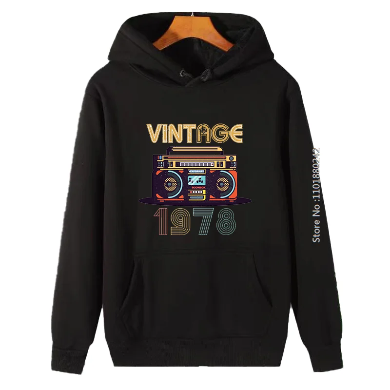 Vintage Funny Graphic Hooded Sweatshirts Born In 1978 Fashion Men's Winter Clothes High Quality New In Hoodies And Blouses