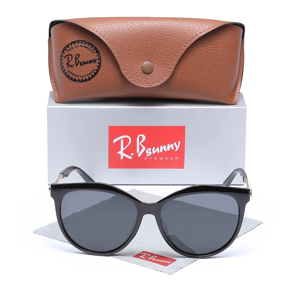 

RBsunny брендовые дизайнерские женские солнцезащитные очки «кошачий глаз», поляризационные роскошные круглые очки из сплава в большой оправе, женские летние повседневные очки UV400