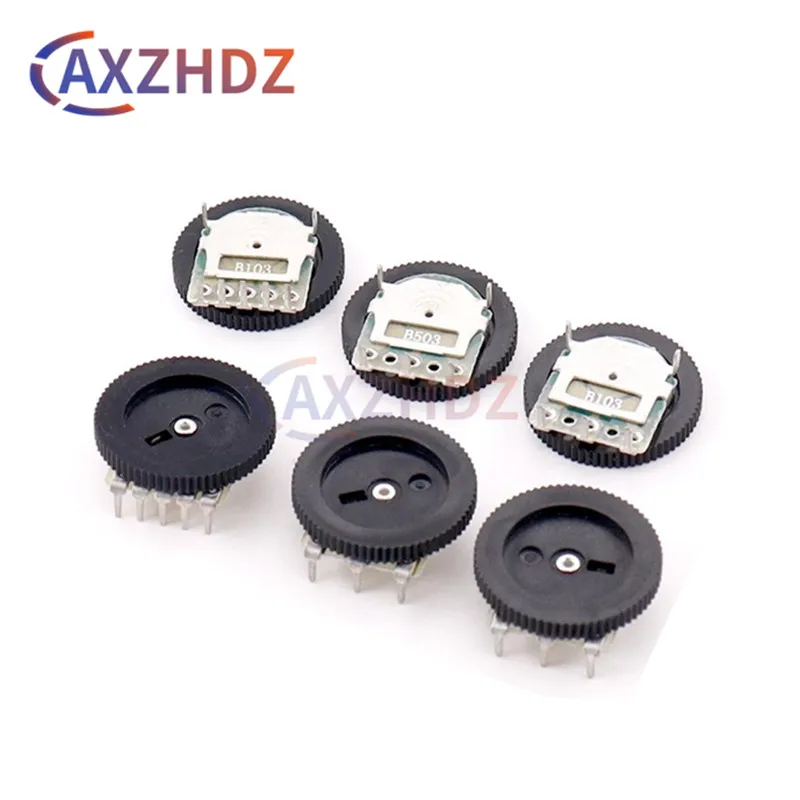 

10pcs Single Double Gear tuning potentiometer B102 B103 B203 B503 B1K B10K B20K B50K 3Pin 5Pin 16*2mm Dial Potentiometer