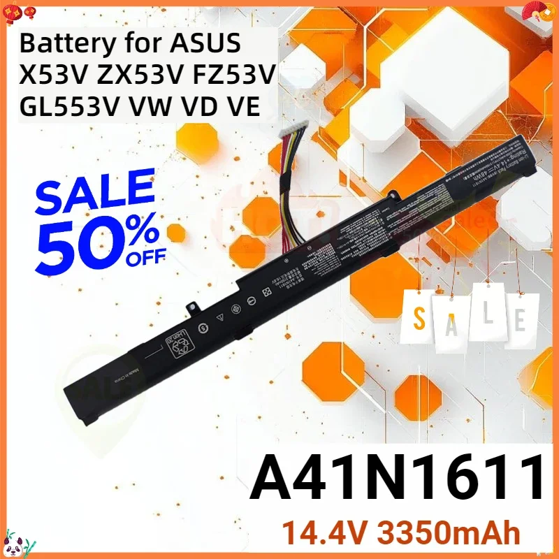 SWZY A41N1611 48Wh Laptop Battery for ASUS FX53V FX53VD ZX53VB ZX53VW ZX53VD ZX73V FZ53V FZ53VD GL553VD GL553V GL553VE GL553VW