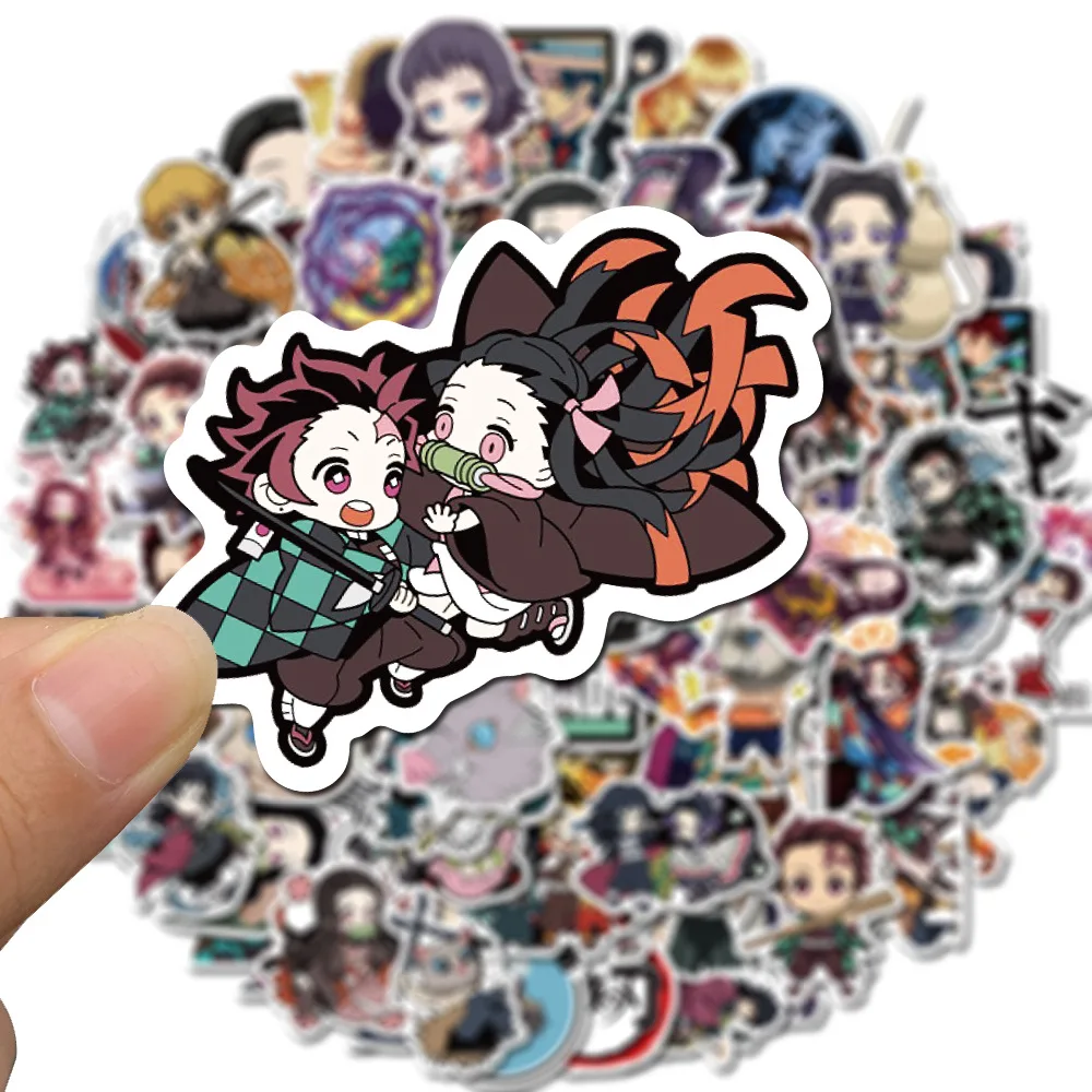 100pcs Demon Slayer Anime Stickers Waterproof Phone Case Cute Sticker Pack Laptop Skin Kawaii Packaging Art Supplies Stationery