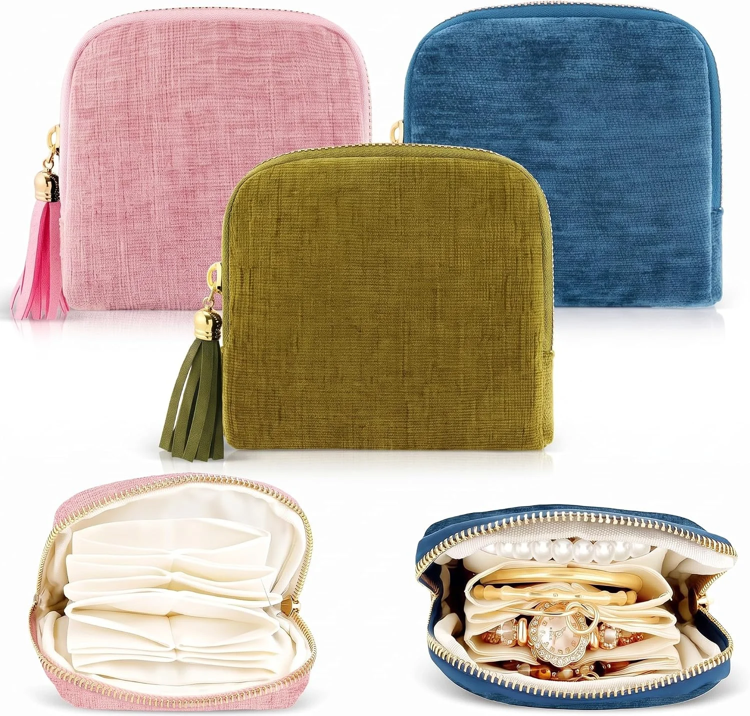 1pc Jewelry Storage Bag with Tassel, Large Capacity Travel Organizer Pouch for Rings Bracelets Crystal, Jewelry Gift,Jewelry Box