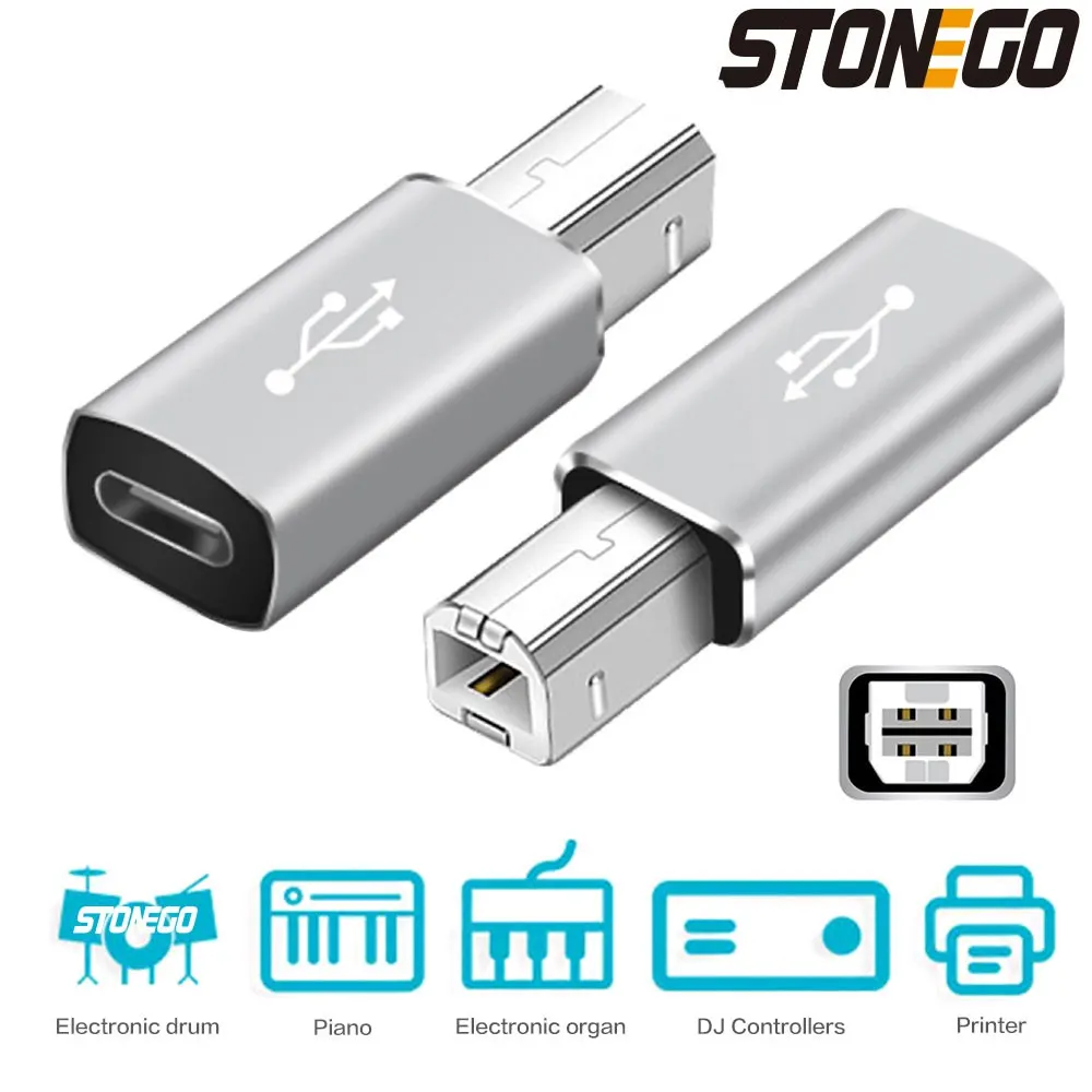 STONEGO Multifunctional Aluminum Alloy Type-C to USB Converter for Electronic Musical Instrument, Laptop, Printer