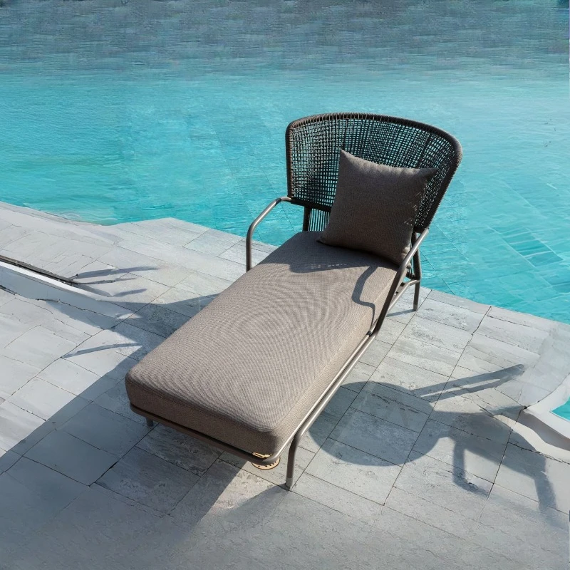 Outdoor bed Export overseas swimming pool weather-resistant outdoor beach lounger sun protection waterproof aluminum alloy bed