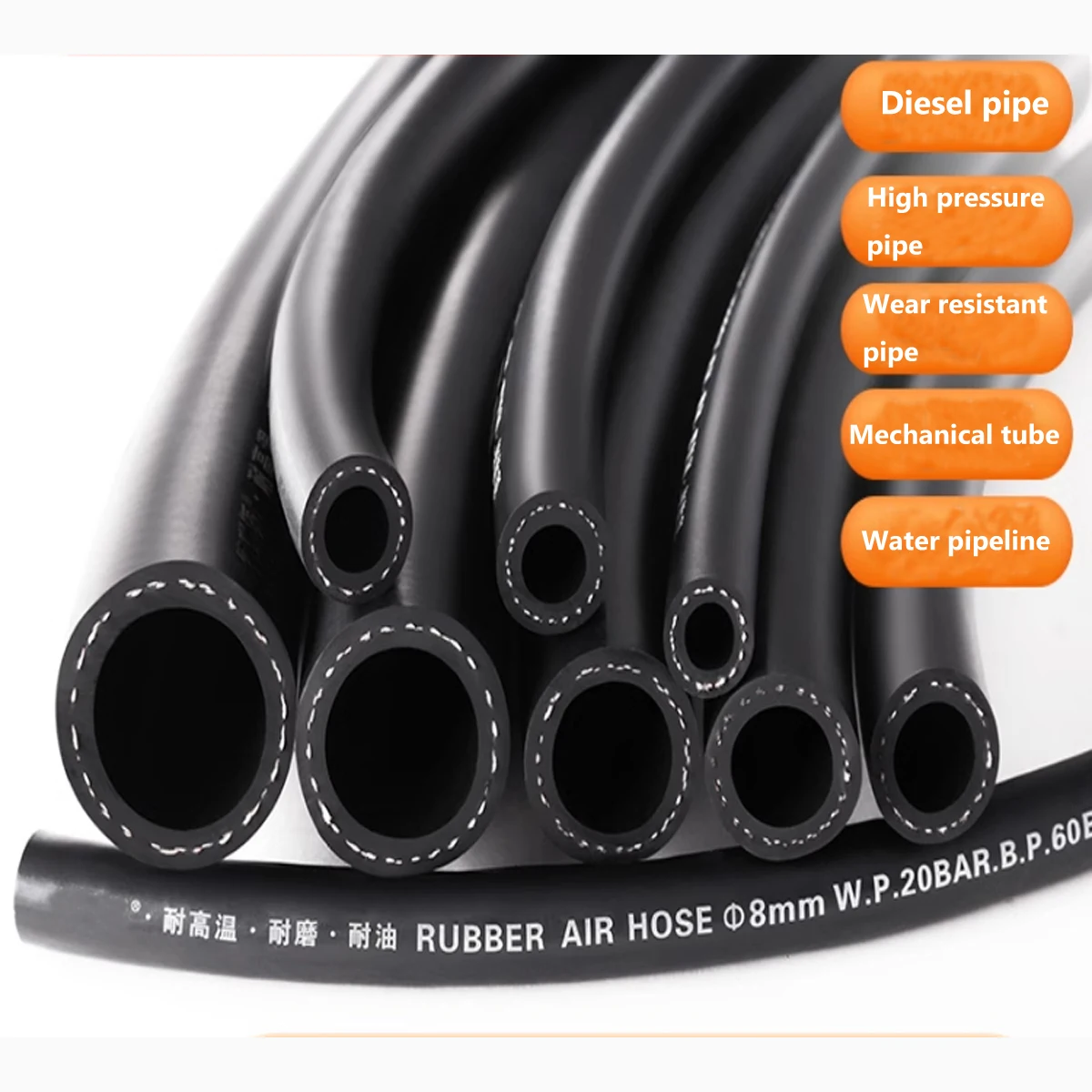 ID 6-32mm Black Smooth Heat And Diesel Rubber Pipe High Pressure Air Pipe High Temperature Water Pipe Hose Steam Pipe Sleeve