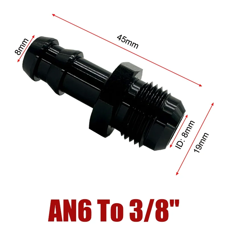 1/2/4Pcs 6AN AN6 Flare to 3/8 5/16 Hose Barb Fittings Adapter Aluminum Oil Fuel Line 8AN AN8 Male to 1/2