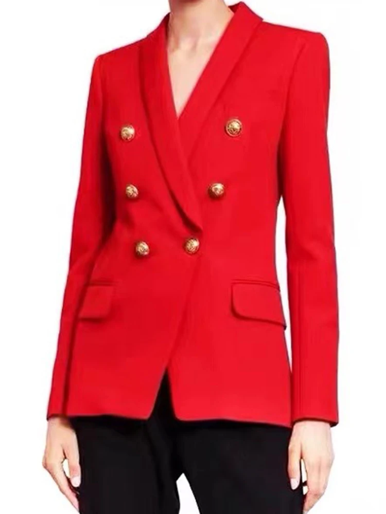 

Ретро весенне-осеннее новое двубортное женское пальто с тонкой талией и длинными рукавами, модный пиджак Joker с темпераментом.