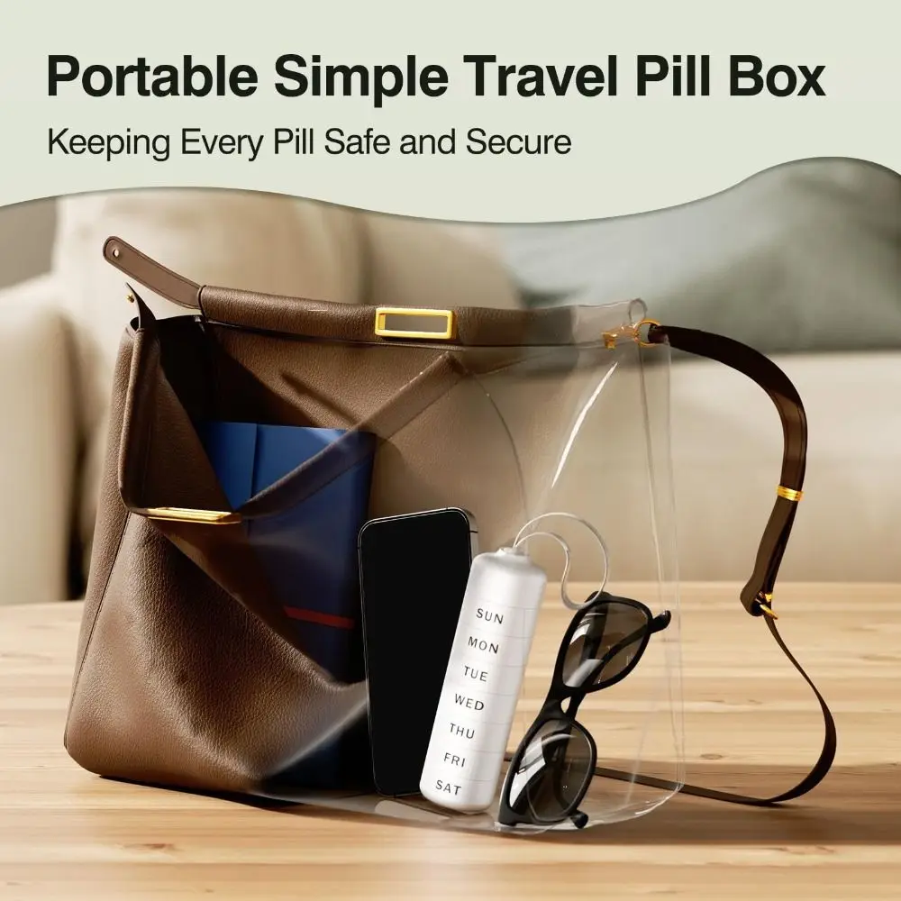 Stackable Weekly Pill Organizer Day Labels ABS Stackable Pill Case Carry Loop Medicine Storage Container