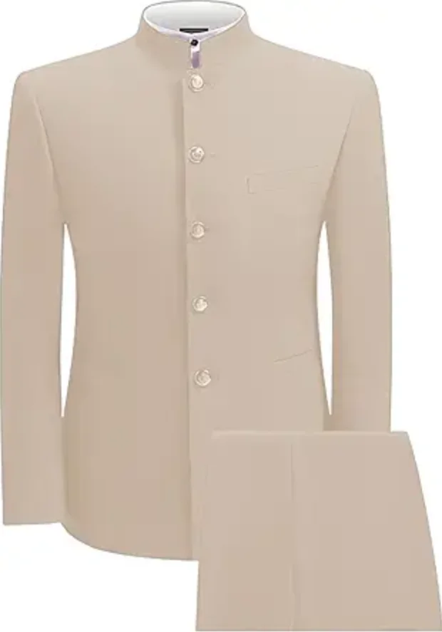 

Мужской костюм из 2 предметов в китайском стиле: приталенный деловой костюм с воротником-стойкой, смокинг для жениха на официальную свадьбу (пиджак+брюки+жилет)