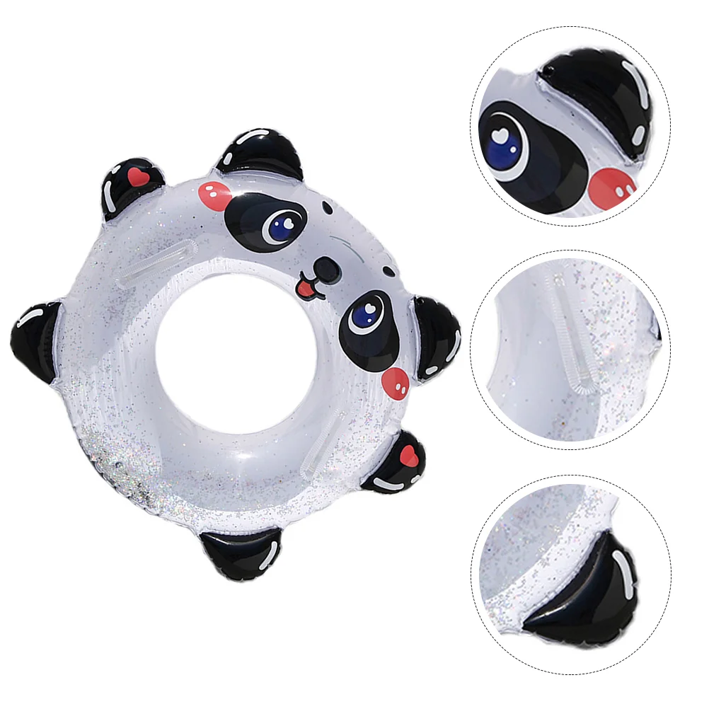 Panda Swimming Ring Toys Handle Cartoon Float Water Sequins Inflatable Floating with Pvc Child Summer Pool Tube