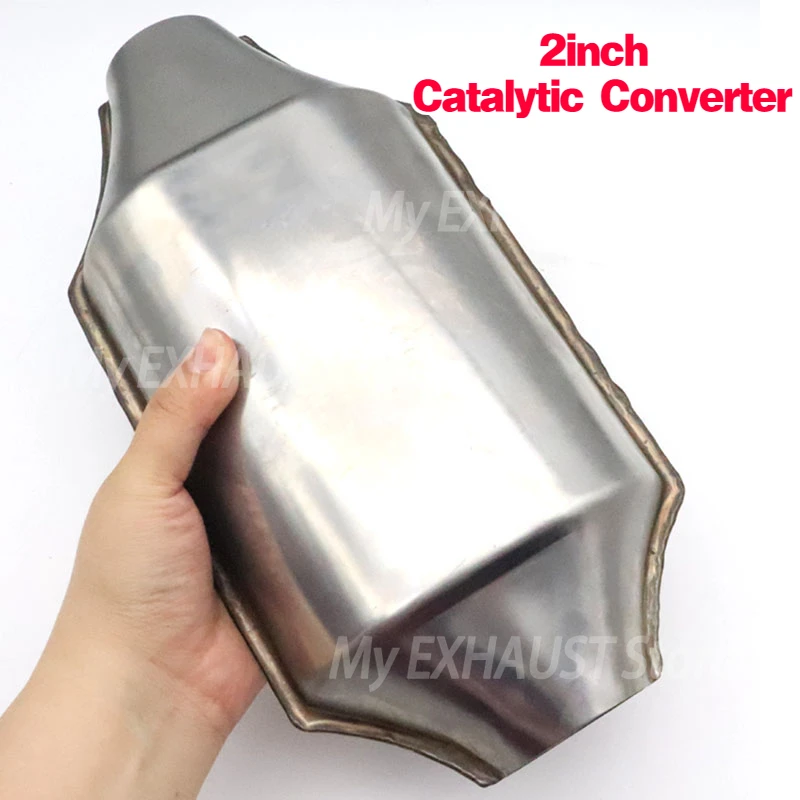 2 Inch Catalyst Converter Round Stainless Steel Universal Catalytic Converter 400 Cells High Flow Muffler Engine Accessories