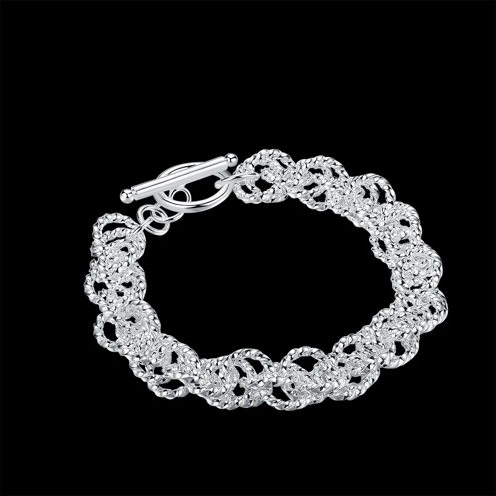 925 Sterling Silver Screw Thread Circle Bracelets For Women Men Fashion Wedding Engagement Party Jewelry Accessories