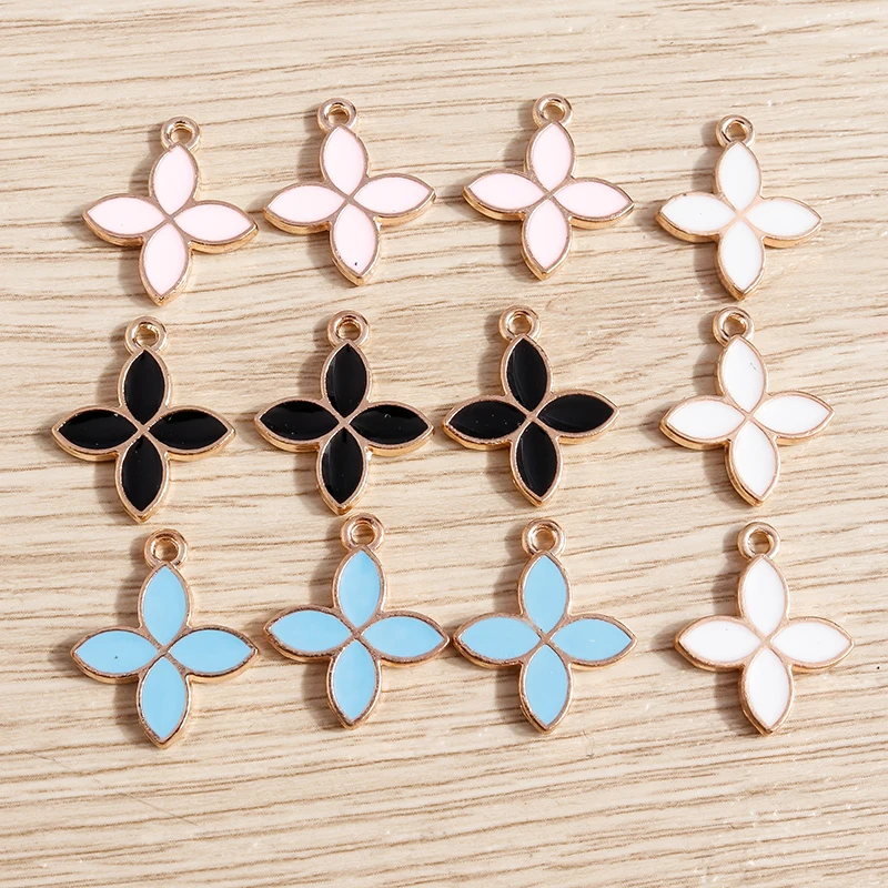 

Tusember 10Pcs 4 colors Cute Four-leaf Flowers Charms For Cute Earrings Bracelet DIY Polar Stars Pendants Jewelry Making