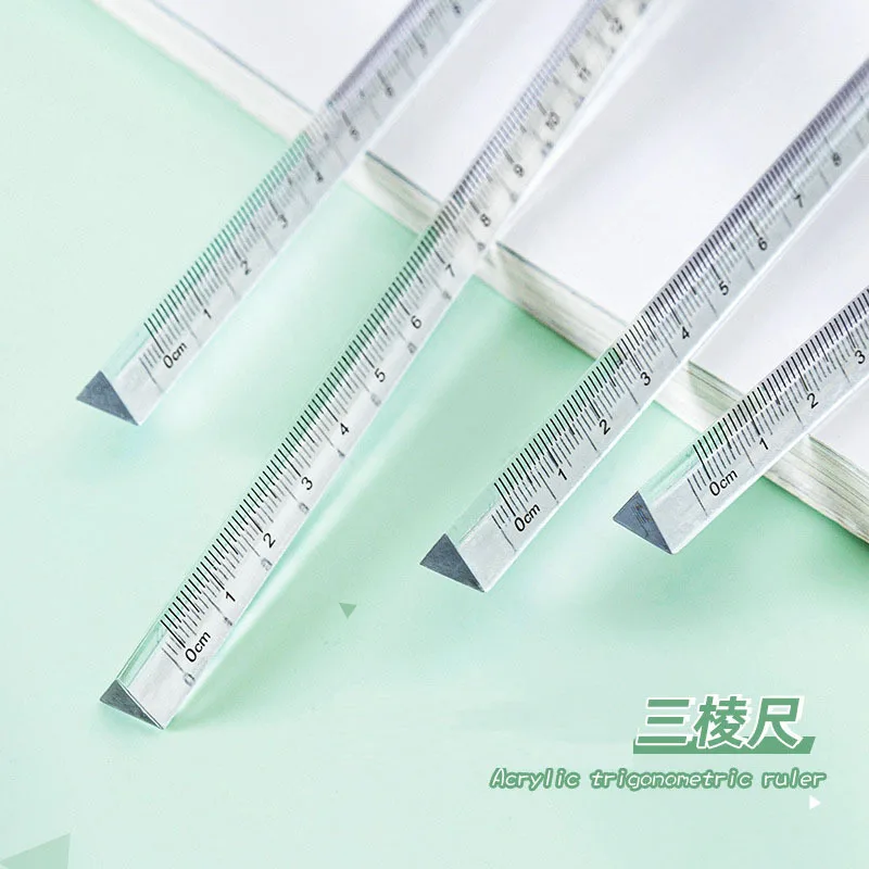 

Small Transparent Triangular Prism Ruler Architect Scale Ruler 0-15cm Straight Ruler Ideal for Teacher Student Architect