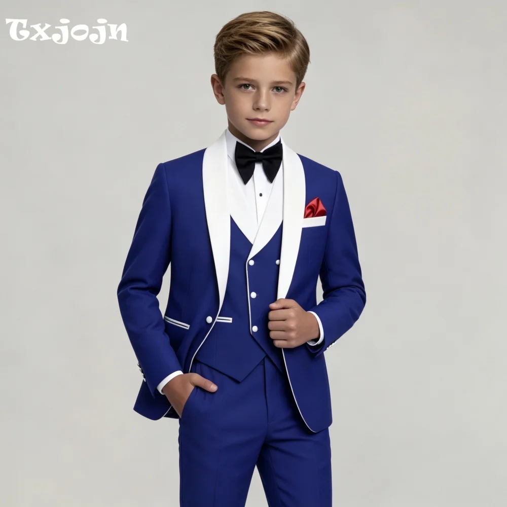 Homecoming Boys Suit Trend Jacket Pants Vest 3-Piece Set Formal Blazer for Kids Wedding Tuxedo Suits 2-16 Years Custom Cloth