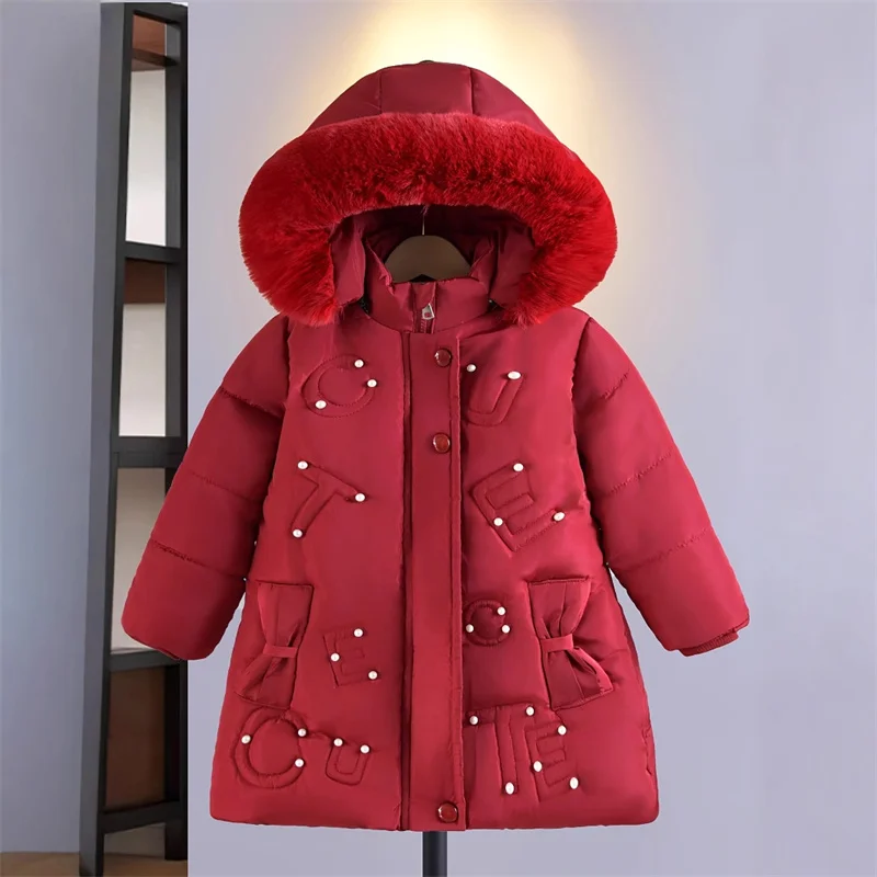 

Girls Fleece Jackets Kids Winter Thick Snow Down Coats Children Casual Hooded Padded Outerwear Toddler Plush Velvet Clothing