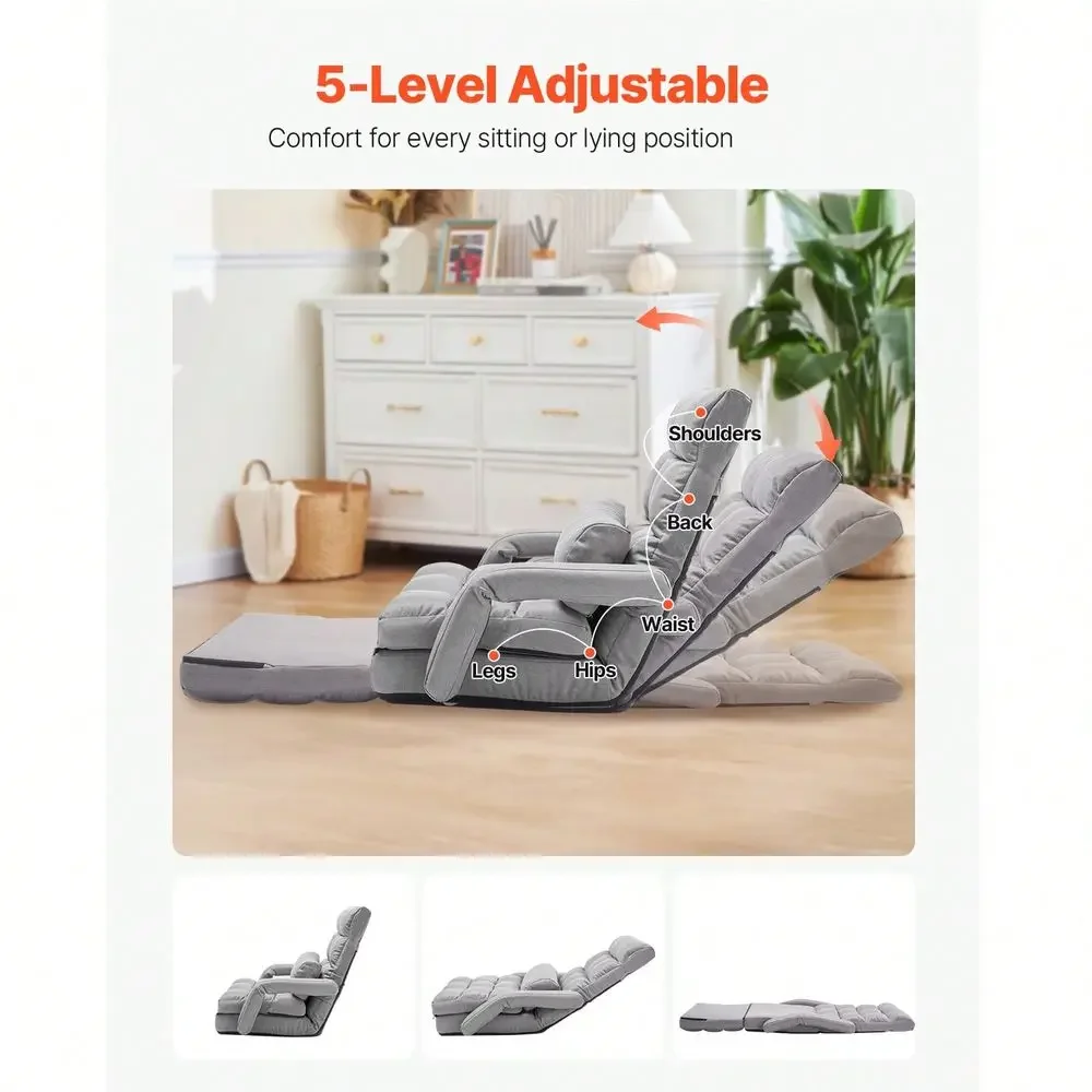 Chair, 414 Position Adjustable Meditation Chair With Backrest, Foam Folding Sofa Chair For Living Room Reading, Watching TV And