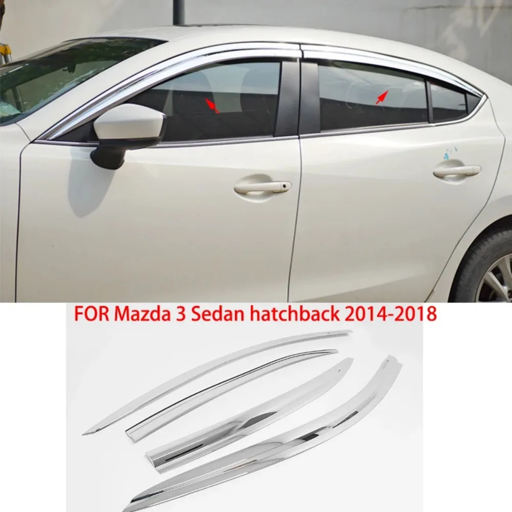 

Car Accessories For Mazda 3 Sedan Hatchback 2014-2018 ABS Chrome Waterproof Door Window Visor Vent Shades Sun Rain Guard