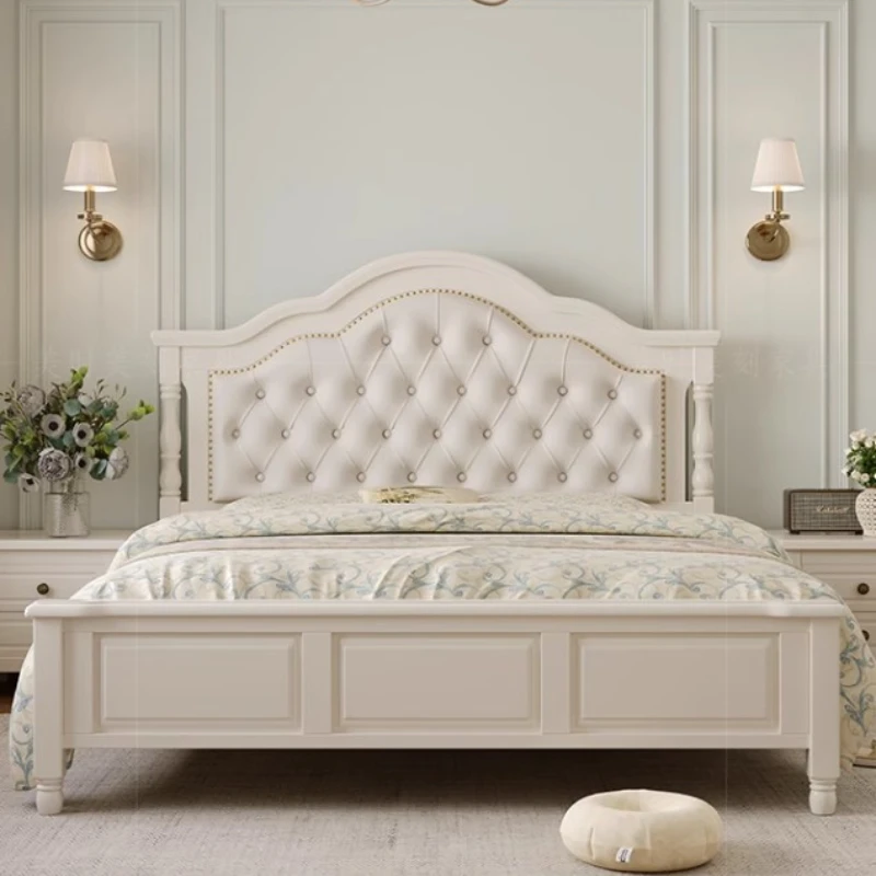 

Princess Pretty Double Bed King Size White Modern Bed Comferter Luxury Cama Matrimonial Bedroom Set Furniture