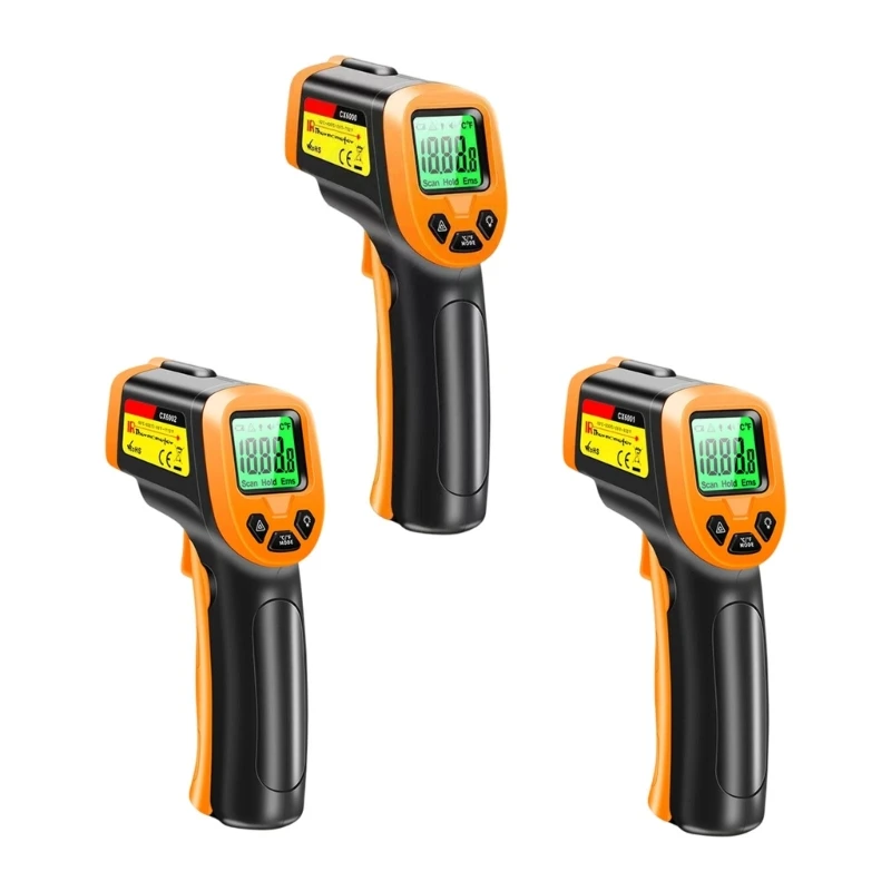 Contactless Heat Meter with 12:1 Ratio, Lighted Screen, Emissivity Control for Home Repair, Vehicle Use, and Cooking Use M4YD