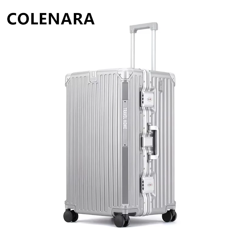 COLENARA Suitcase on Wheels Aluminum Frame Trolley Case Large Capacity Password Case Student 24