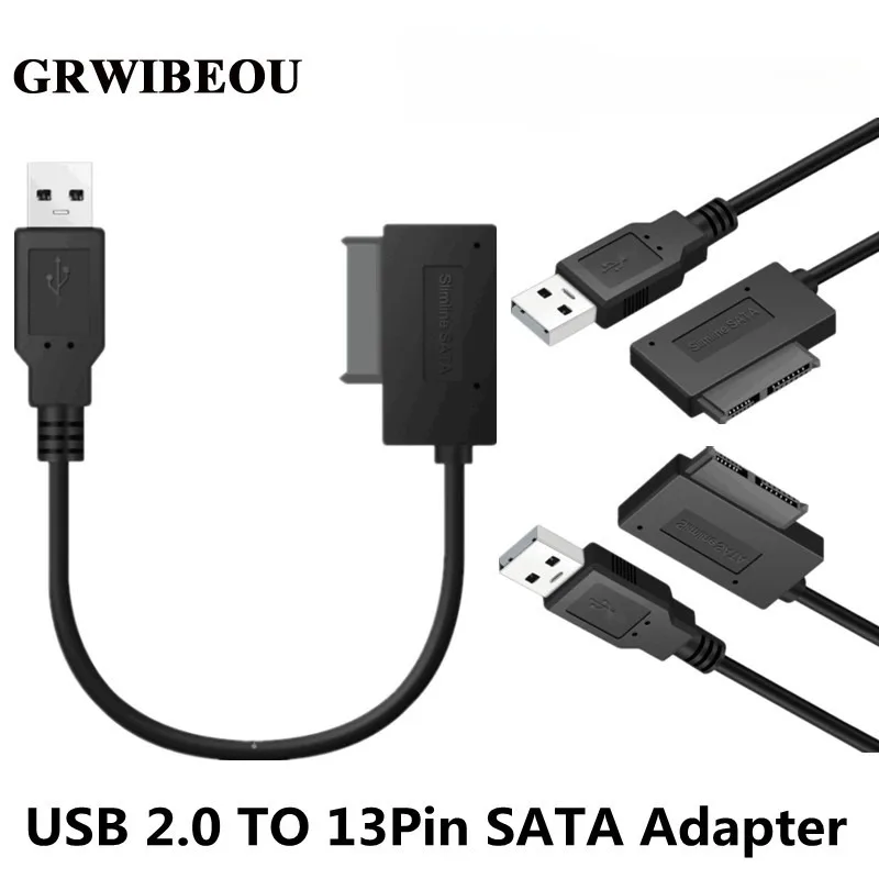 

USB 2.0 To Mini Sata II 7+6 13Pin Adapter Converter Cable Steady Style for Laptop CD/DVD ROM Slimline Drive HDD USB SATA Adapter