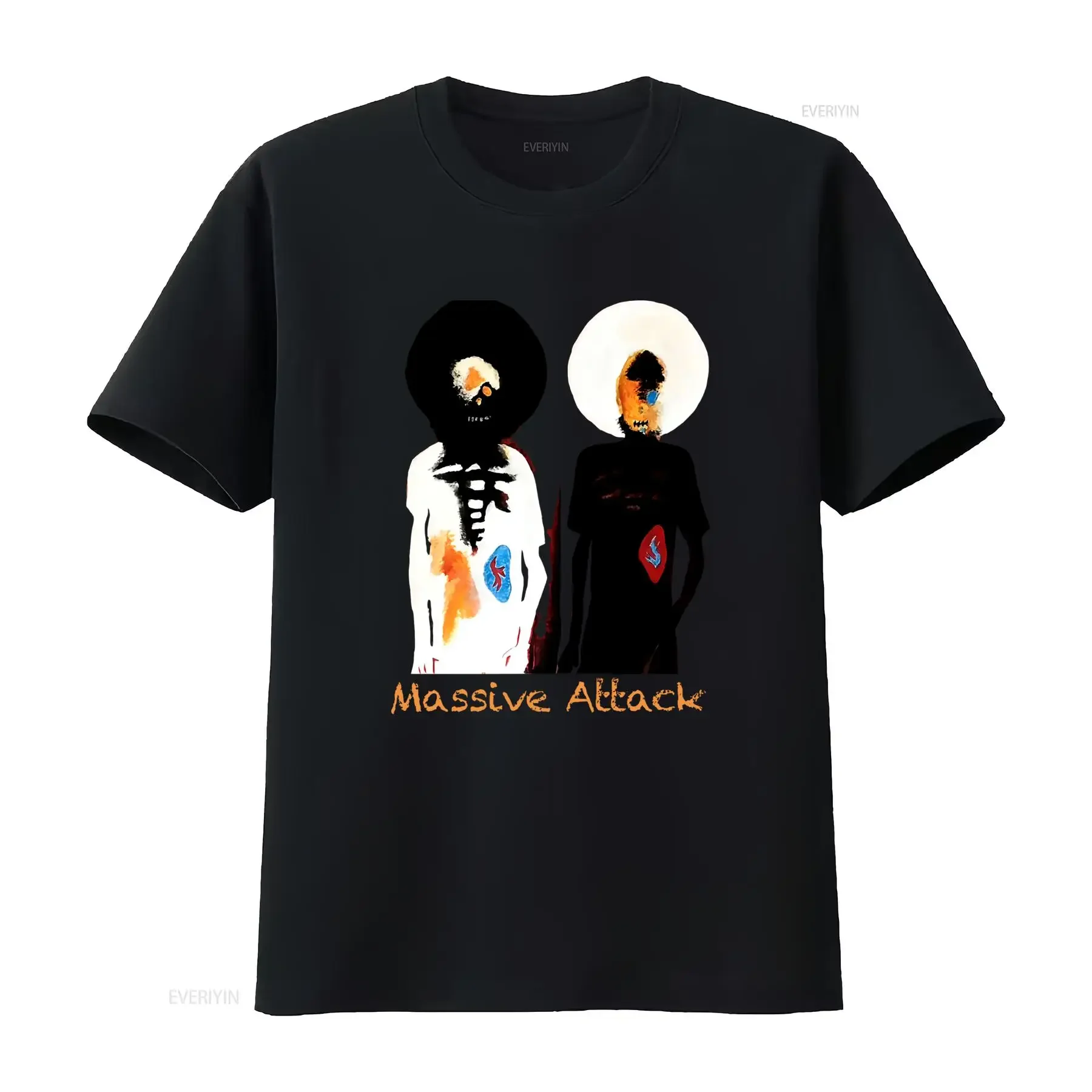 Massive Attack Print T Shirt Unique Art Design Available in S to 5XL Sizes vintage Washed graphic Stretched Unisex Breathable