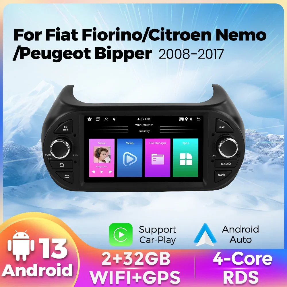 

7inch IPS Carplay Car Radio for Fiat Fiorino 2008-2017 Android Auto GPS Multimedia Video Player Autoradio RDS FM Stereo Receiver