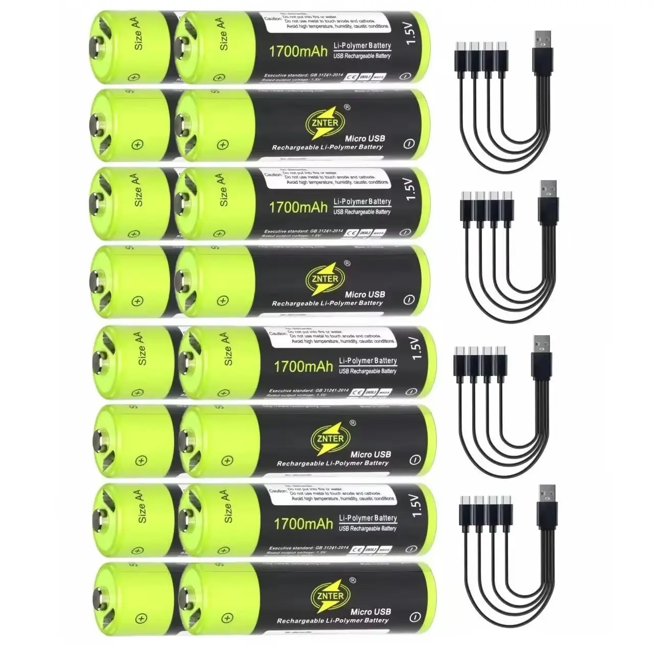 

1.5V AA rechargeable battery 1700mAh USB rechargeable lithium polymer battery mouse camera microphone AA battery