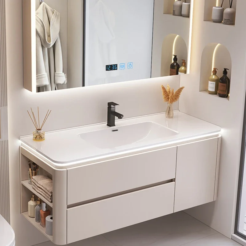 

Narrow Bathroom Cabinet Small Sink Filing Cabinets Washbasin Space Saving Multipurpose Wall Shelf Hovedskapet Furniture White