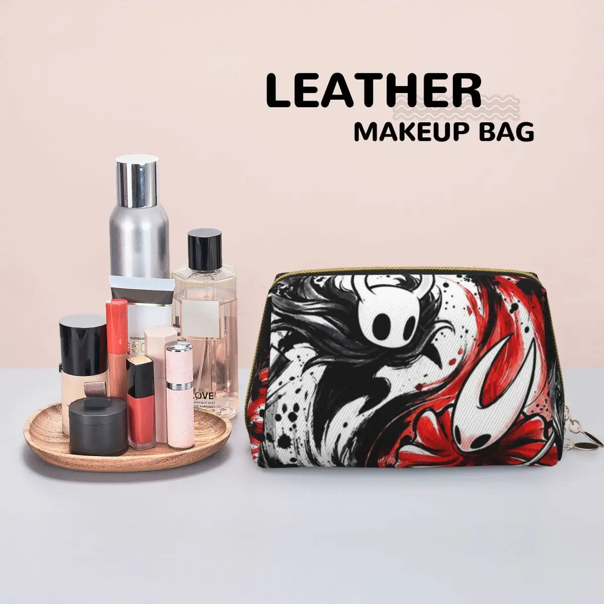 Hollow Knight White And Red Women Cosmetic Bags Travel Makeup Organizer Pouch Toiletry Storage Dopp Kit Case