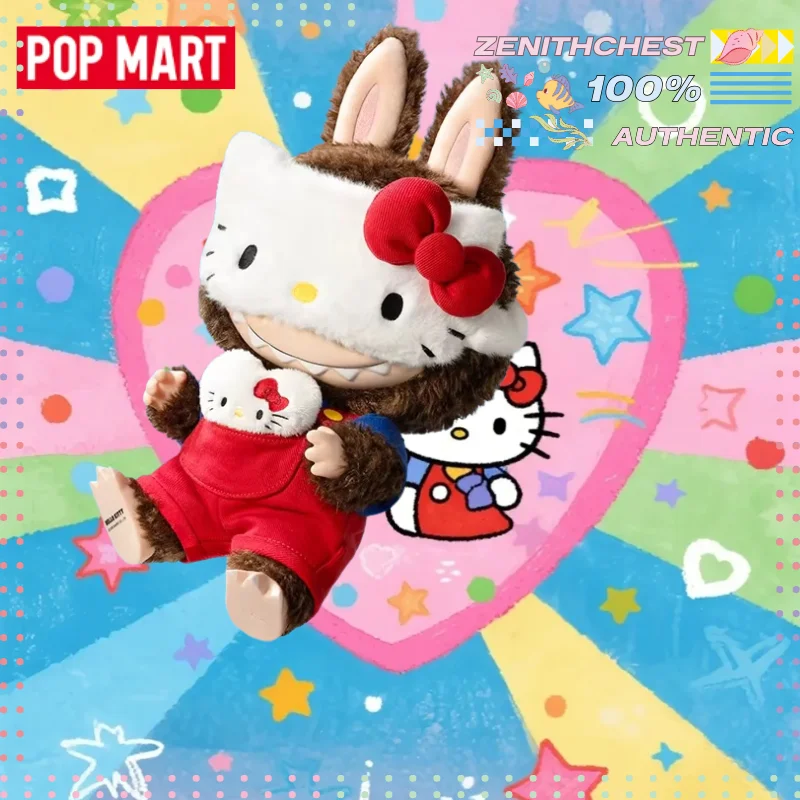 

Оригинальная виниловая плюшевая кукла POPMART THE MONSTERS × HELLO KITTY | Коллекционная плюшевая игрушка Labubu Kawaii: брелок для сумки, подарок
